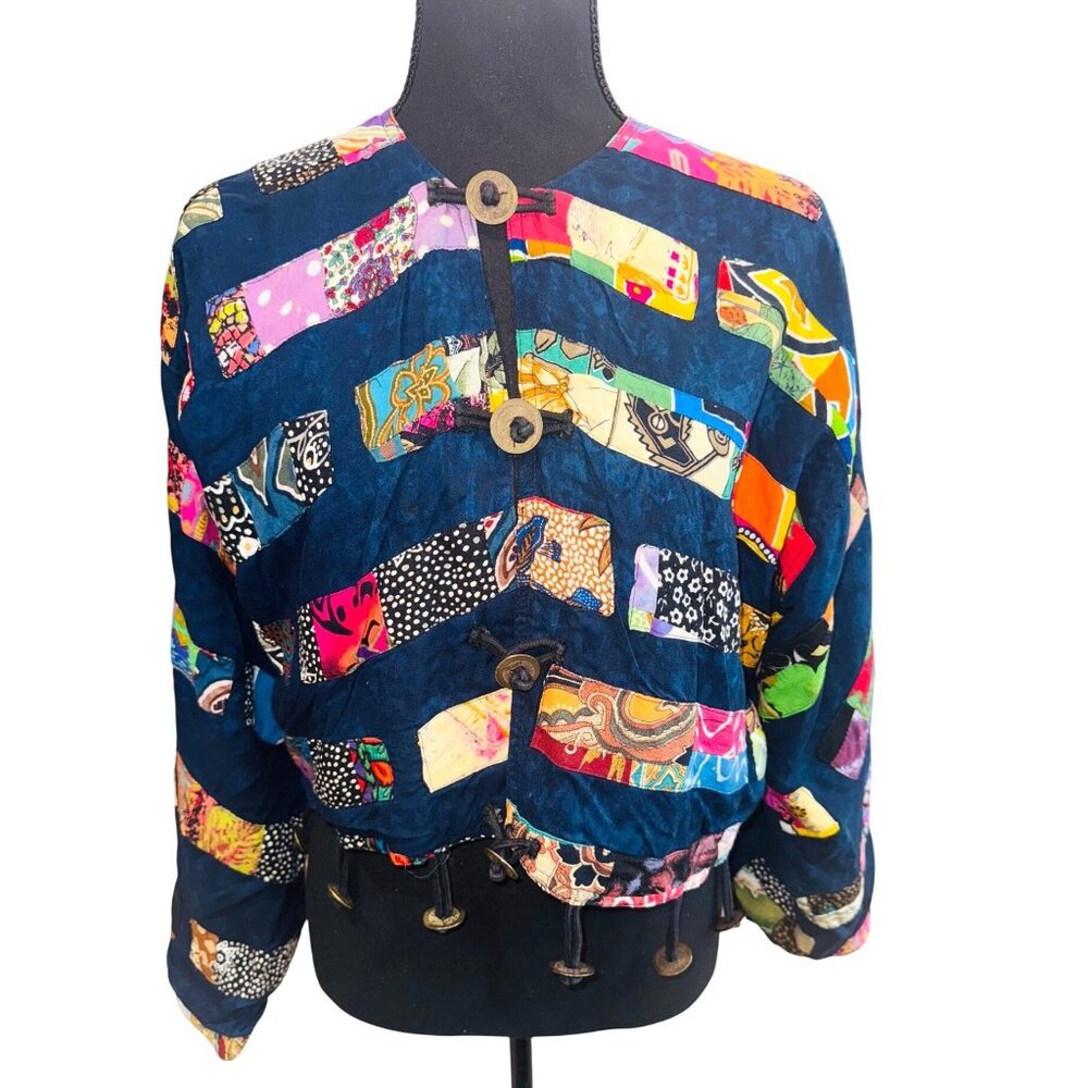 Vintage Colorblock Patchwork Nativewear Designs Artsy Jacket M Southwest Boho